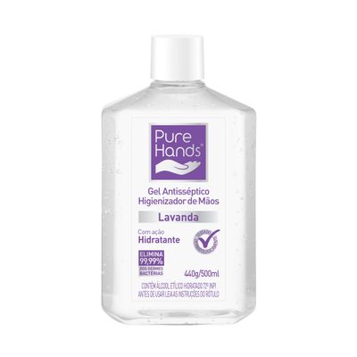 Alcool-em-Gel-Antisseptico-para-as-maos-Pure-Hands-Lavanda-500g